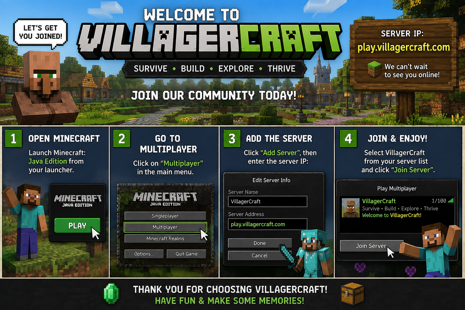 Quick guide: how to join Villager Craft